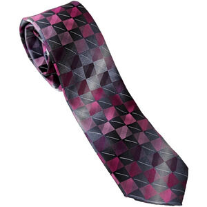 Architect Men's NeckTie Pink Grey Checkered Microfiber Screen Cleaner 57"x 3.25"